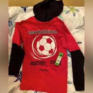 New Balance, Hooded Shirt, Red/Black, Boys, Medium, Never Worn with Tags